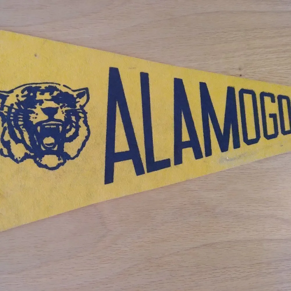 Vintage 60s Alamogordo New Mexico Tiger Pennant Flag